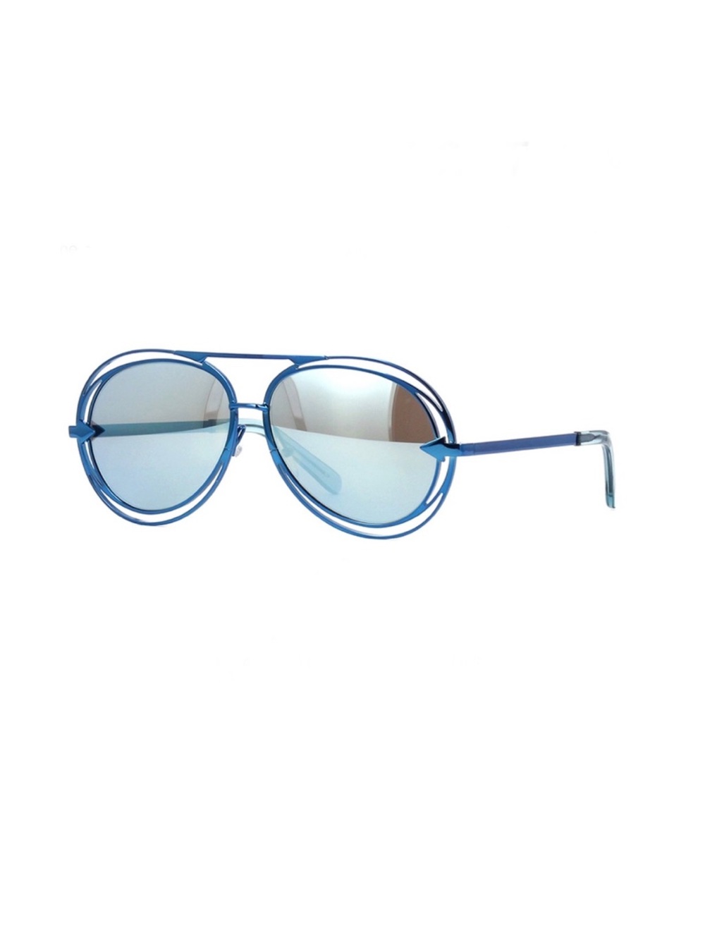 Karen Walker 56mm Jacques Aviator Sunglasses Blue/Blue Mirrored Lenses $365 New